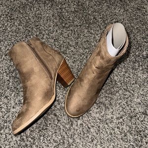 Tan suede booties